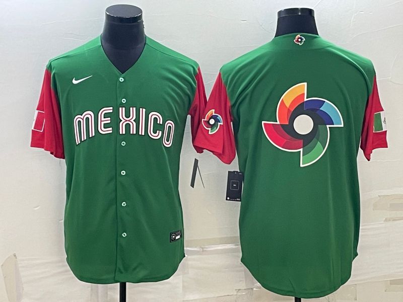 Men 2023 World Cub Mexico Blank Green Nike MLB Jersey5